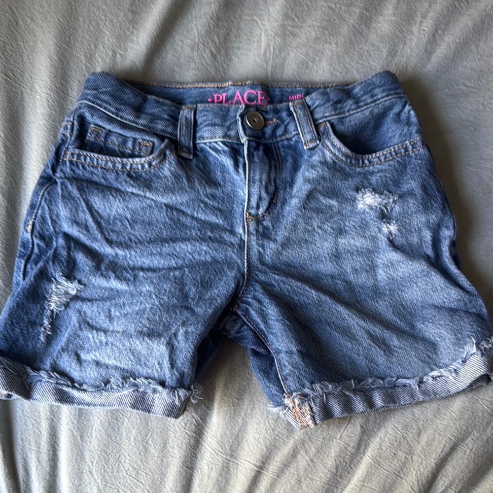 Children’s Place Girls MIDI Mi-Long Blue Denim Shorts